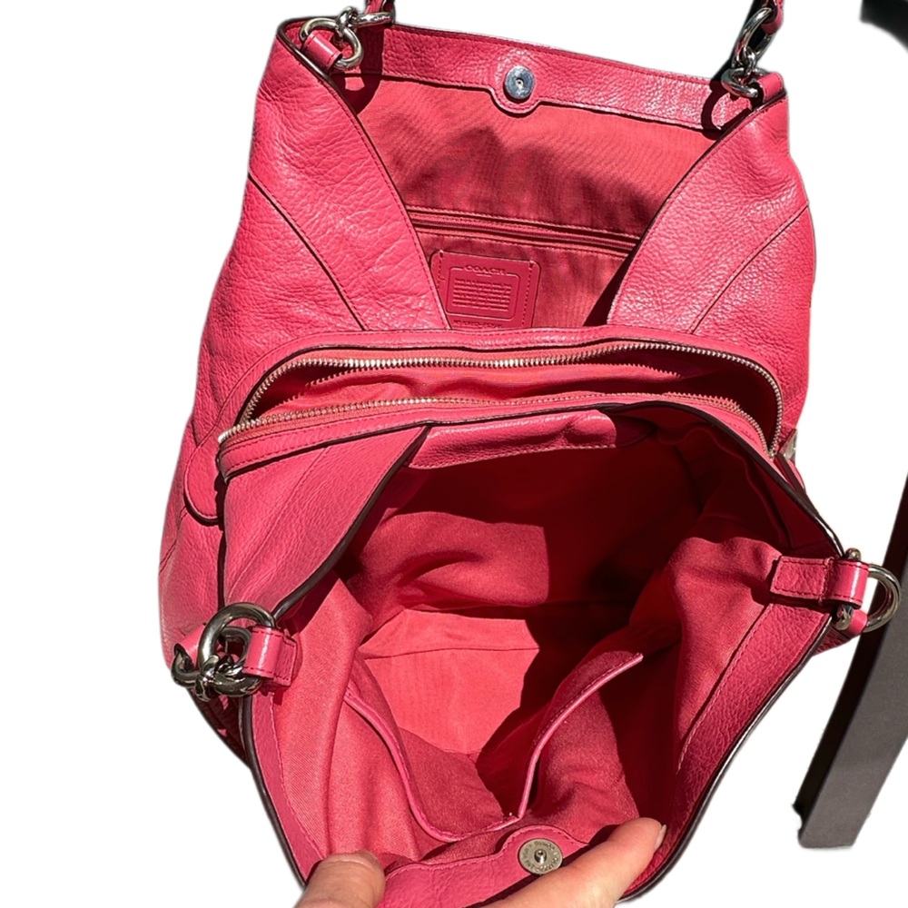 COACH LEXY Pink Oxblood Pebbled Leather Shoulder Tote Like Butter Soft 14x11x5D - Picture 11 of 16